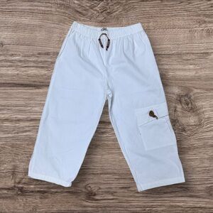 White Cotton Spring Summer Casual Resort Wear Capris Elastic Waist Pull On